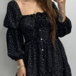 Чорна сукня софт на гудзиках з довгим рукавом