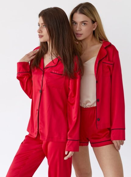 Шовк трійка довгий рукав червоний чк