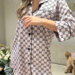 Сорочка на гудзиках Сатин Gucci пудра