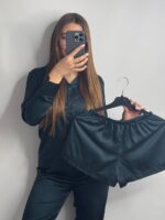 Шовк трійка довгий рукав темно зелений чк