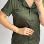 Шовк одиничка хакі чорний кант