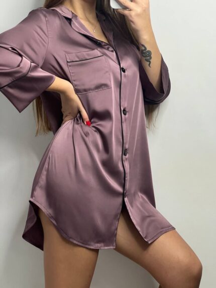 Сорочка на гудзиках Шовк Армані мокко чк