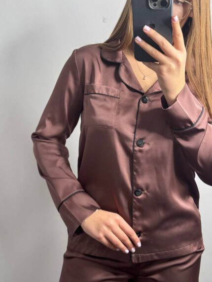 Шовк трійка довгий рукав каштановий чк
