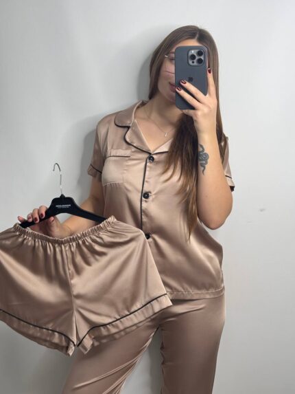 Шовк трійка короткий рукав беж чк