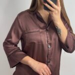 Сорочка на гудзиках Шовк Армані каштановий чк