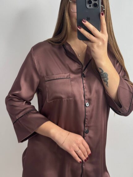 Сорочка на гудзиках Шовк Армані каштановий чк