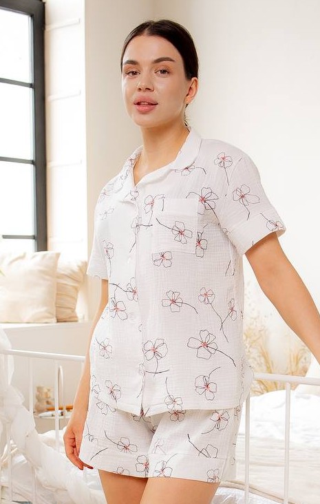 7c548c44-4bad-4c59-9026-ceb2a90d056c Муслін 1-ка (рубашка з коротким рукавом +шорти) квіти - Зображення 1