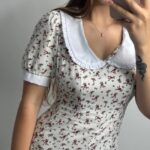 Сукня штапель з коміром, міні молочна