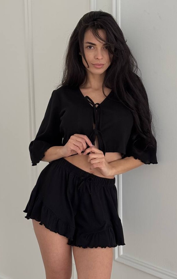 9971413c-8a3e-48fe-b72d-0bf5488f444d Трикотаж 1-ка на зав'зках чорний - Зображення 1