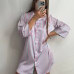 Сорочка на гудзиках Сатин Рожева смужка