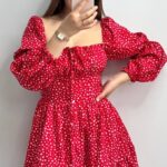 Червона сукня софт на гудзиках з довгим рукавом