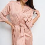 Шовковий Армані халат бежевий