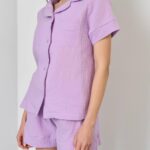 Муслін 1-ка (рубашка з коротким рукавом +шорти) лаванда