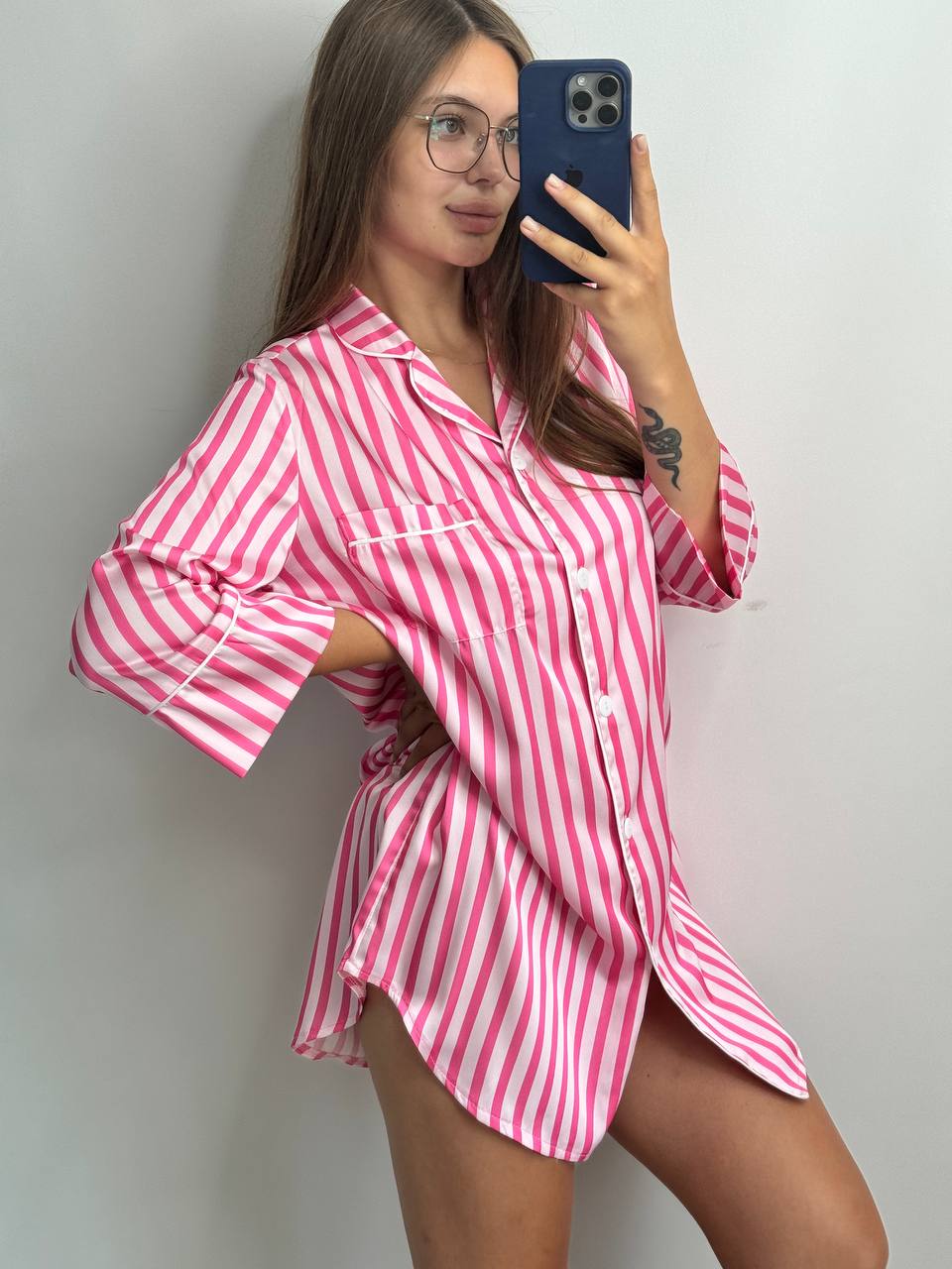 f83f1534-7d3f-4ba5-873b-d6de0074d196 Сорочка на гудзиках Сатин рож малинова смужка - Зображення 1