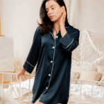 Сорочка на гудзиках Шовк Армані темний смарагд білий кант