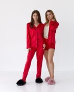 Шовк трійка довгий рукав червоний чорний кант - Зображення 2