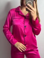 Шовк трійка довгий рукав фуксія чорний кант - Зображення 2