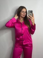 Шовк трійка довгий рукав фуксія чорний кант - Зображення 3