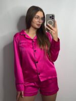 Шовк трійка довгий рукав фуксія чорний кант - Зображення 6