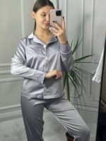 Шовк трійка довгий рукав срібло білий кант - Зображення 4