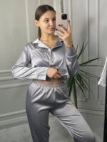 Шовк трійка довгий рукав срібло білий кант - Зображення 3