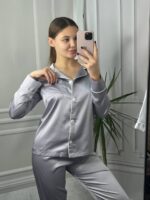 Шовк трійка довгий рукав срібло білий кант - Зображення 2