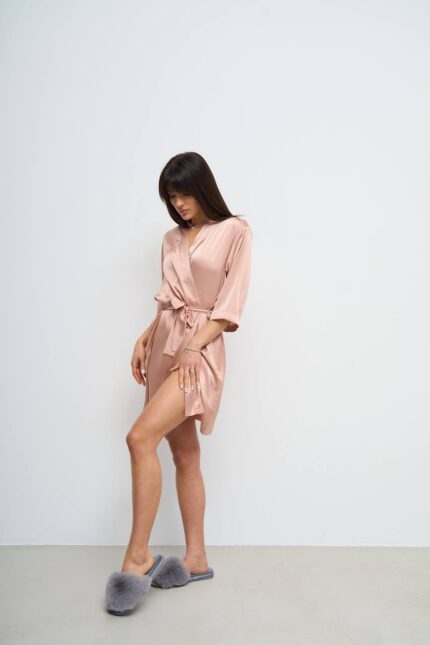 Шовковий   халат бежевий - Зображення 8