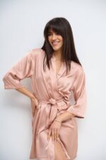 Шовковий Армані халат бежевий - Зображення 2