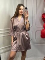Шовковий Армані халат мокко - Зображення 2