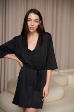 Шовковий Армані халат чорний - Зображення 2