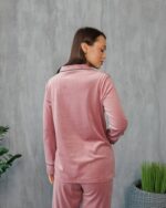 Плюшева піжама на ґудзиках рожево-пудрова - Зображення 3