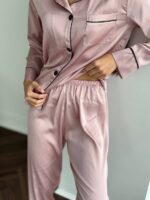 Шовк трійка довгий рукав пудра чорний кант - Зображення 5