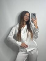 Шовк трійка довгий рукав айворі білий кант - Зображення 7