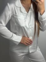 Шовк трійка довгий рукав айворі білий кант - Зображення 6