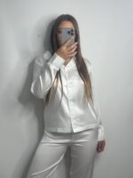 Шовк трійка довгий рукав айворі білий кант - Зображення 4