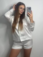 Шовк трійка довгий рукав айворі білий кант - Зображення 3