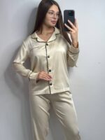 Шовк трійка довгий рукав молочний чорний кант - Зображення 8