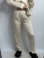 Шовк трійка довгий рукав молочний чорний кант - Зображення 4