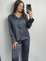 Шовк трійка довгий рукав графіт чорний кант - Зображення 6