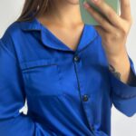 Шовк трійка довгий рукав електрик білий кант