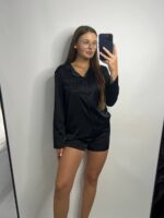 Шовк трійка довгий рукав чорний чорний кант - Зображення 3