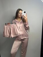 Шовк трійка довгий рукав пудра білий кант - Зображення 6