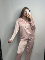 Шовк трійка довгий рукав пудра білий кант - Зображення 5