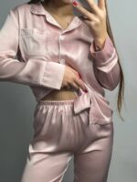 Шовк трійка довгий рукав пудра білий кант - Зображення 4