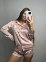 Шовк трійка довгий рукав пудра білий кант - Зображення 3