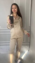 Шовк трійка довгий рукав молочний білий кант - Зображення 3