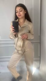 Шовк трійка довгий рукав молочний білий кант - Зображення 2