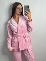 Костюм велюровий шаль зефірний білий кант