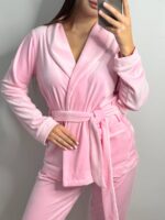 Костюм велюровий шаль зефірний білий кант - Зображення 7