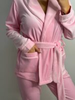 Костюм велюровий шаль зефірний білий кант - Зображення 6